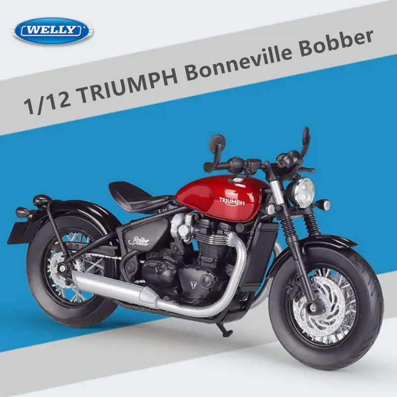 Welly 1:12 Triumph Bonneville Bobber Alloy Racing Motorcycle Model Diecast Metal Street Motorcycle Model Simulazione Kid Toy Gift