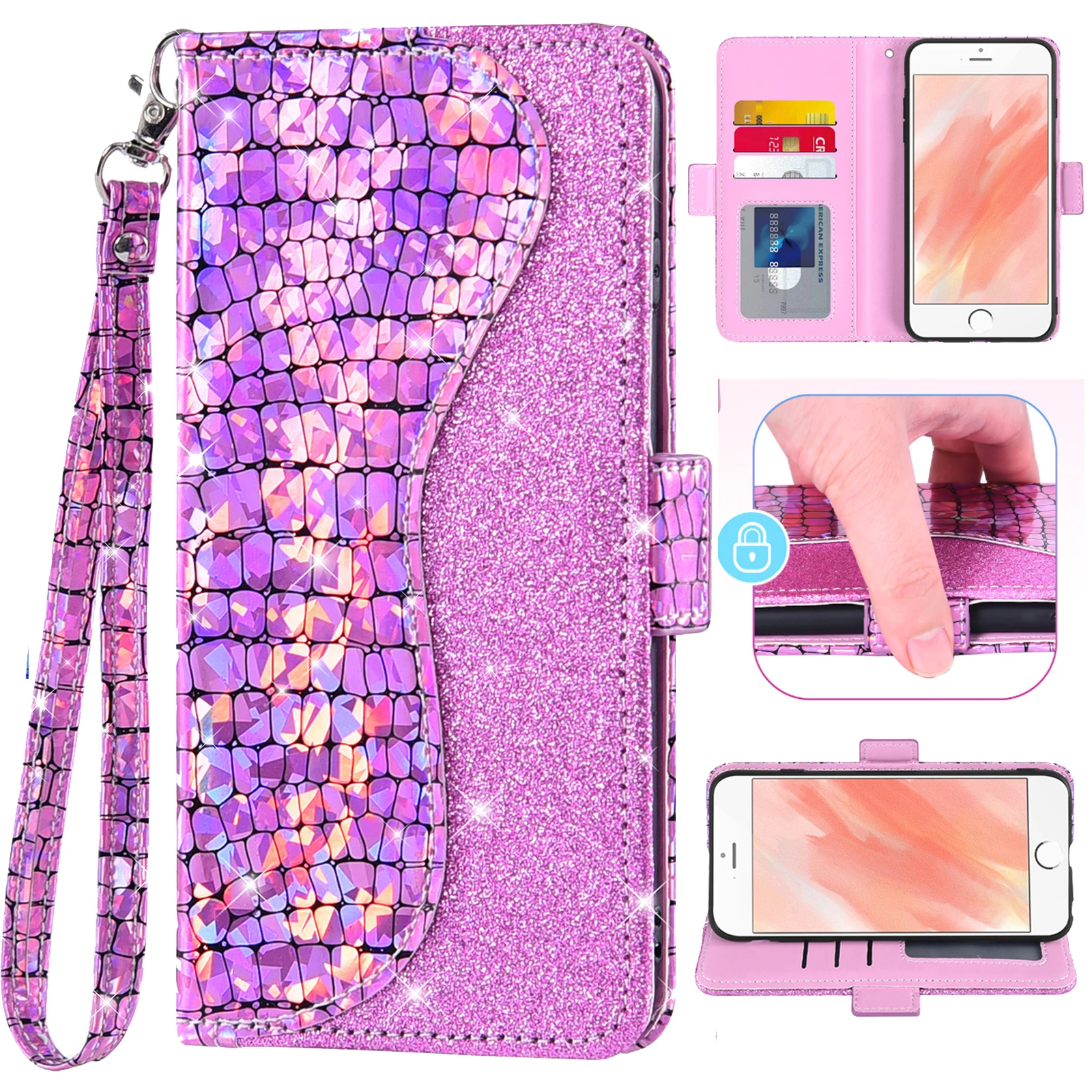 Custodia A Portafoglio In Pelle Con Flip Cover Con Paillettes Per Xiaomi Redmi Note 9 10 5G 10X 4G 9T 9S Max K20 K30 K40 Poco F3 F2 11I Pro Zoom