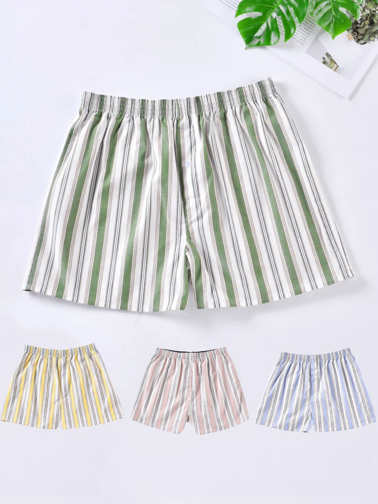 2/3/4 Pezzi Boxer Da Uomo Pantaloncini 100% Cotone Intimo Uomo Mutandine Homme Mutande Boxer Pantaloncini A Righe Larghi Comodi Homewear