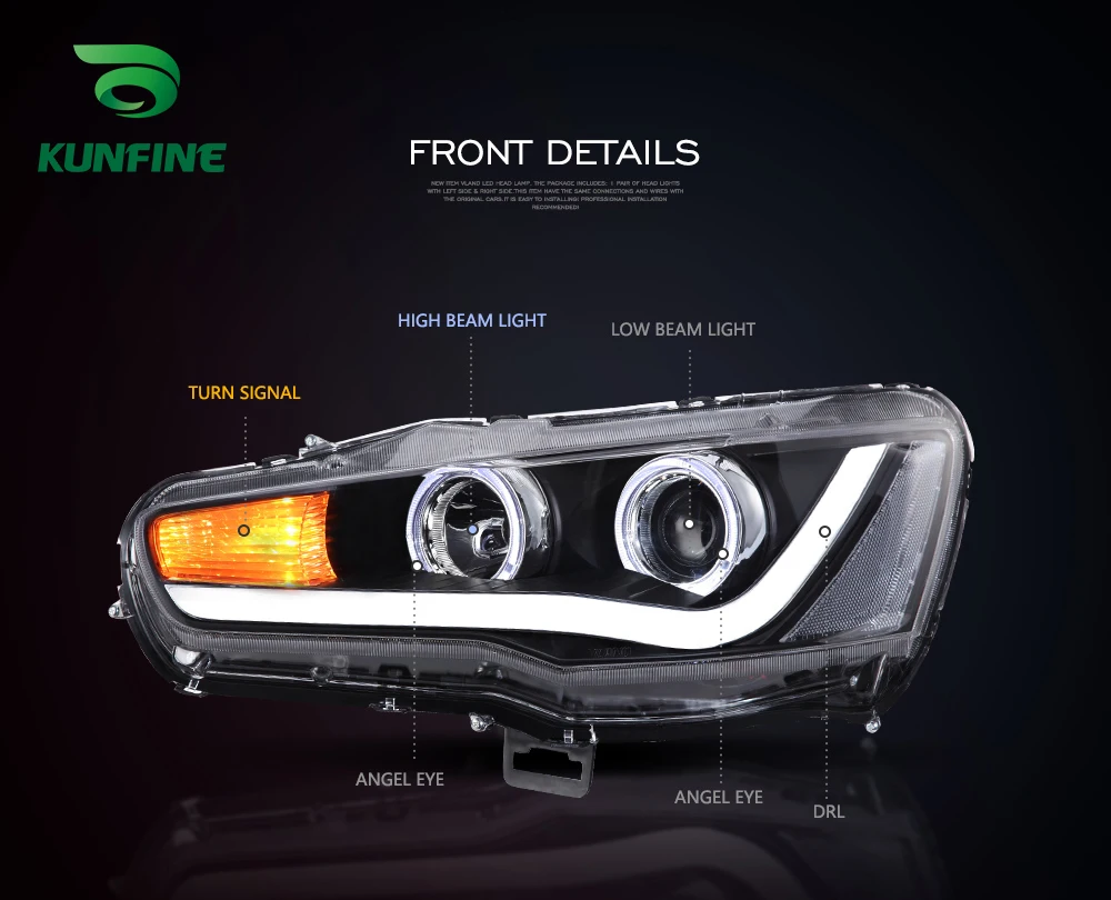 Car Styling Car Headlight Assembly Per Mitsubishi Lancer Evo X 2008-Up Led Head Lamp Car Tuning Light Parts Plug And Play