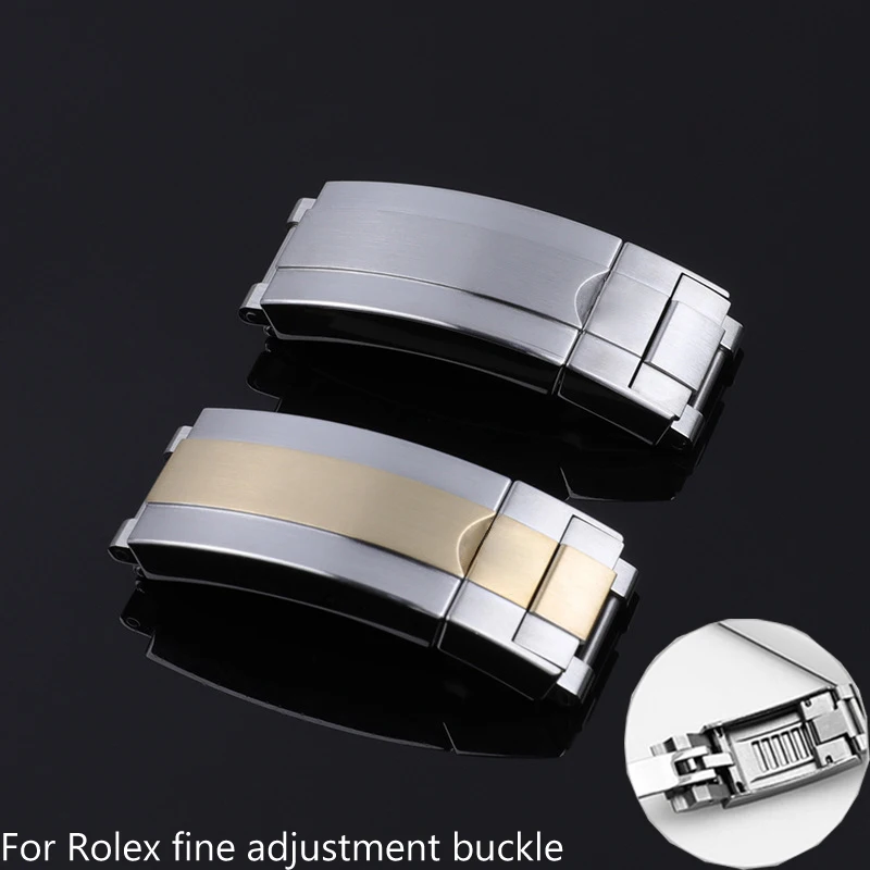 Per Rolex Daytona Submariner Gmt Metal Fold Buckle Glide Lock Cinturino Con Pulsante Di Distribuzione Spazzolato Lucido 9Mm