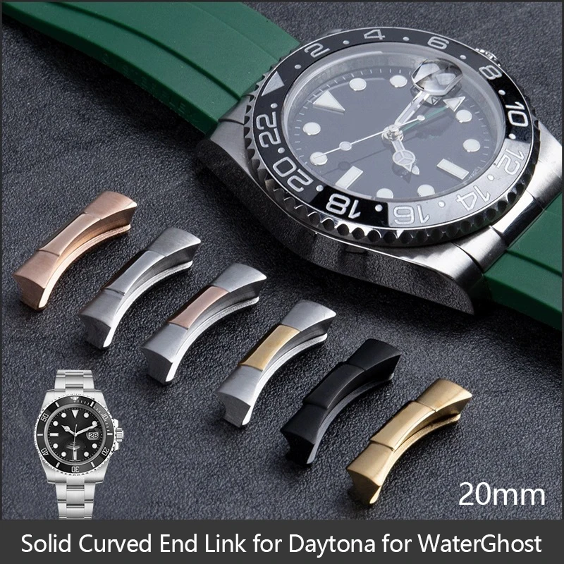 Adattatore In Acciaio Inossidabile Per Rolex Waterghost Metal Curved End Link Per Daytona Leather Silicone Rubber Watch Connettori Senza Cuciture