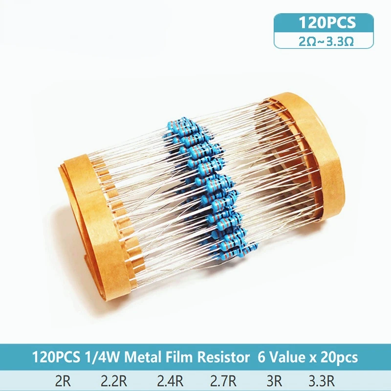 Set Di Resistori 1/4W Kit Di Elettroni Fai Da Te, Resistori A Film Metallico Da 0.25W Set Resistore Di Riparazione Airbag Per Auto 2 Ohm 2.2 Ohm 2.4 O
