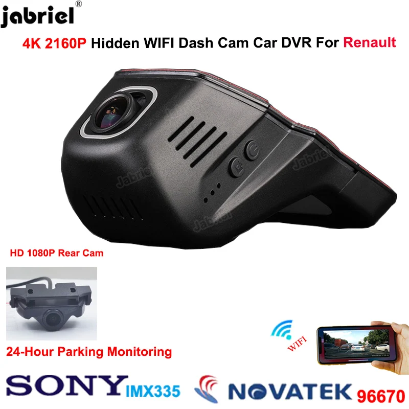 4K 2160P Dash Cam Car Dvr Car Camera Recorder Per Renault Megane 3 2 Clio Captur Duster Kadjar Arkana Kangoo Twingo Zoe Dashcam