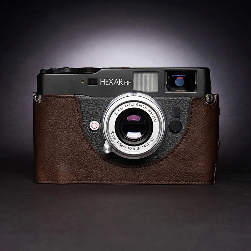 Design Per Konica Hexar Rf Borsa Mezza Custodia Per Fotocamera In Vera Pelle Fatta A Mano