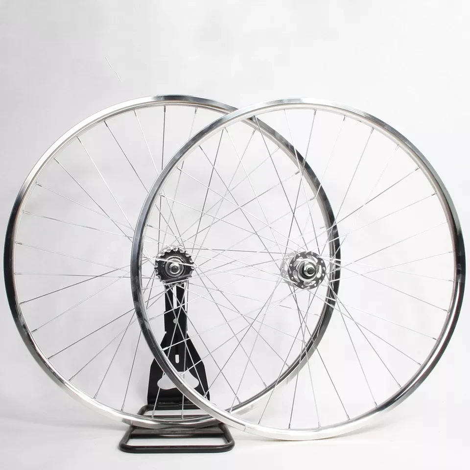 700C Bici A Scatto Fisso Ruote Argento Retrò Set Di Ruote Fixie In Lega Di Alluminio Ruota Da Corsa Per Bici A Velocità Singola Con Cerchione Ad Alta 