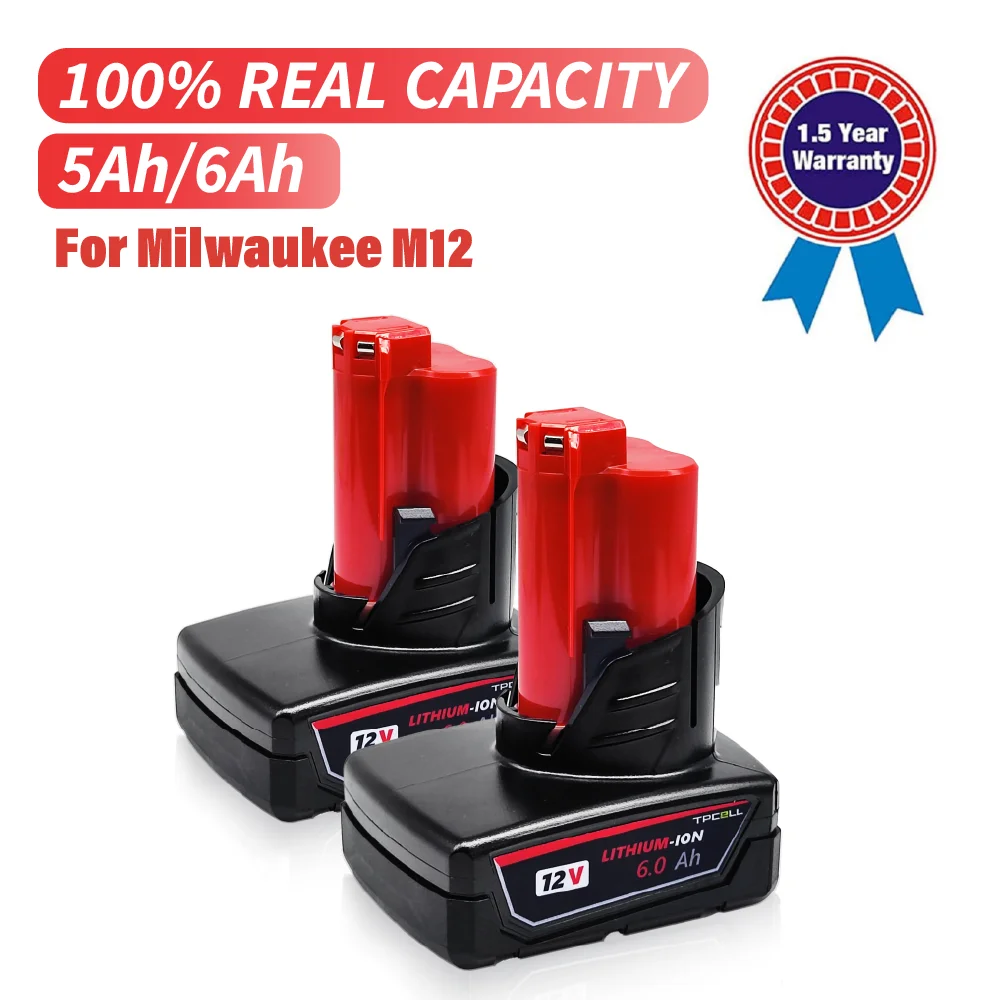 Batteria Ricaricabile 12V 6000Mah Per Milwaukee M12 Xc Cordless Tools 48-11-2402 48-11-2411 Batterie 48-11-2401 Mil-12A-L