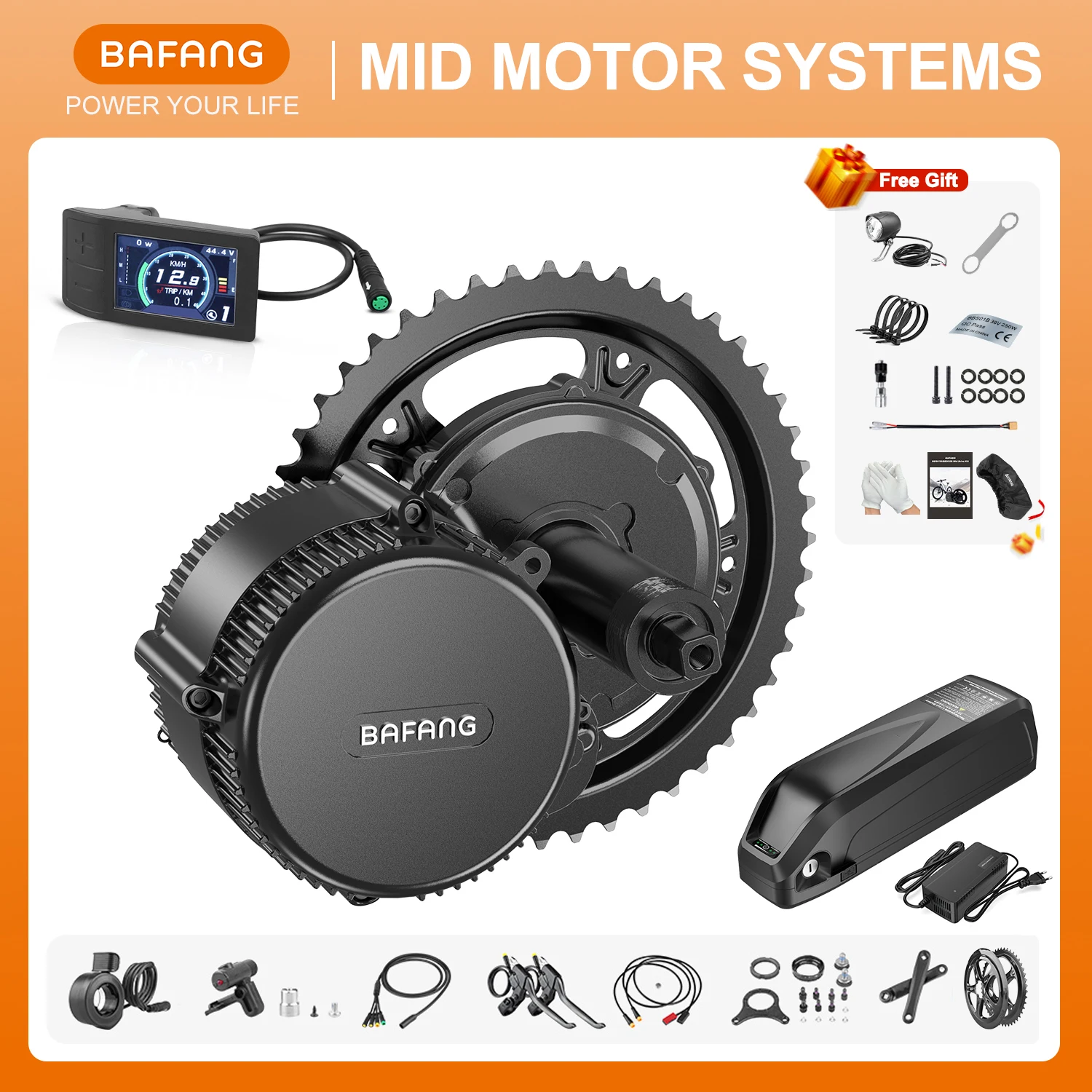 Bafang Bbs01B Bbs02B 250W 350W 500W Kit Motore 36V Mid Drive Kit Di Conversione Bici Elettrica Motore Ebike 15Ah 25Ah Batteria Per Bicicletta
