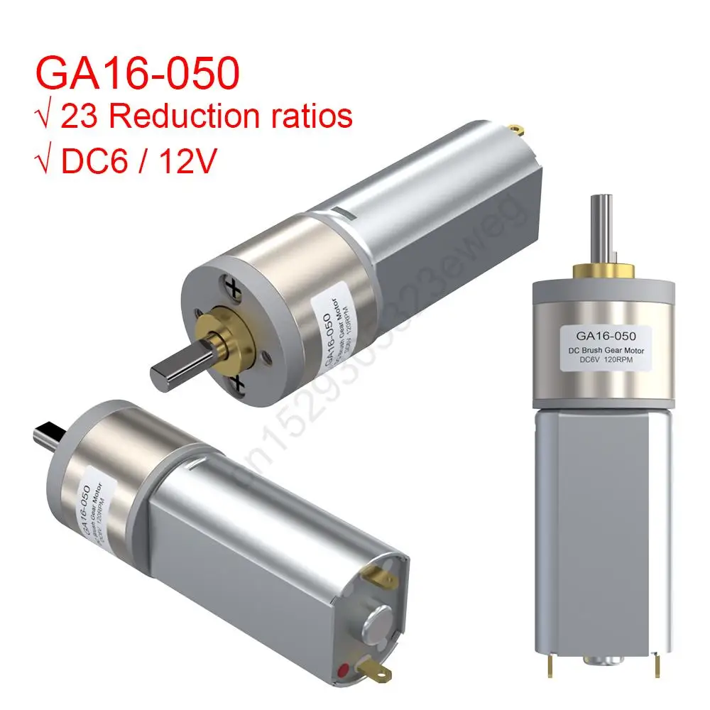 Ga16 050 6V 12V (3V) 2.4W Dc Brush Gear Mini Motor 12 15 20 25 30 40 50 60 100 120 150 240 400 500 920Rpm Coppia Elevata Full Metal