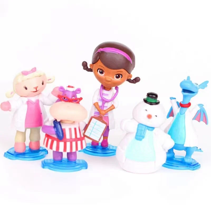 5 Pz/Lotto 7Cm Doc Mcstuffins Figure Doctor Lambie Sheep Dragon Hallie Ippopotamo Chilly Snowman Model Toys For Playing House
