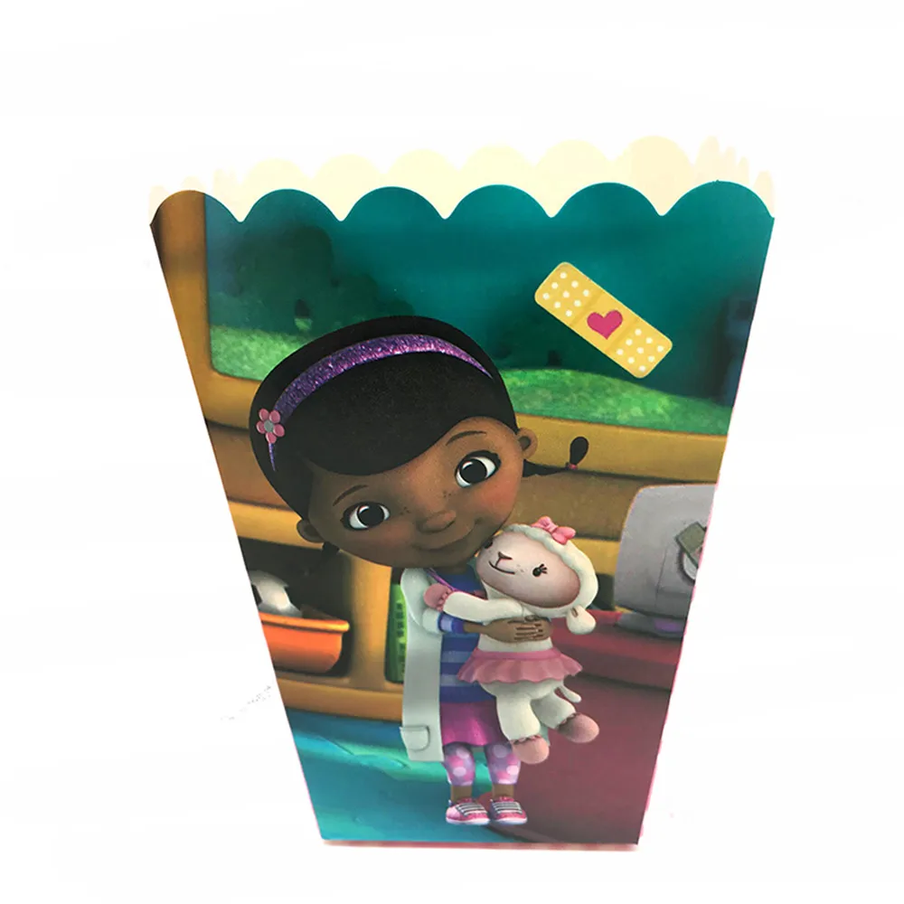 10Pcs Doc Mcstuffins Tema Decorazioni Per Feste Di Compleanno Popcorn Little Doctor Stoviglie Usa E Getta Baby Shower Party Supplies