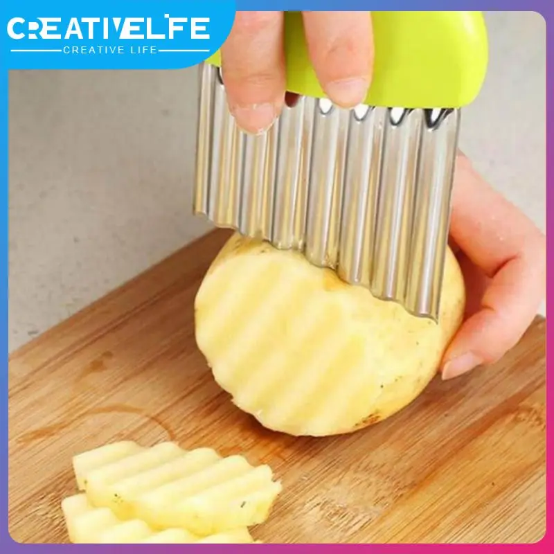 Tagliapatate Chip French Fry Maker Pasta Verdura Frutta Increspato Ondulato Affettatrice Coltello In Acciaio Inox Tagliapatate Utensile Da Cucina