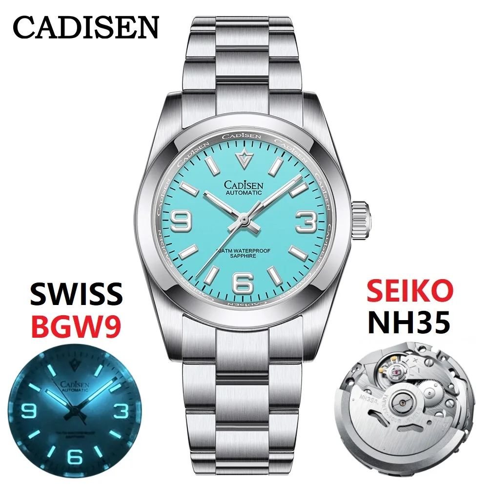 Cadisen New Mechanical Luxury Mens Watches 100M Waterproof Ar Sapphire Mirror Watch For Men Orologio Luminoso In Acciaio Inossidabile Nh35A