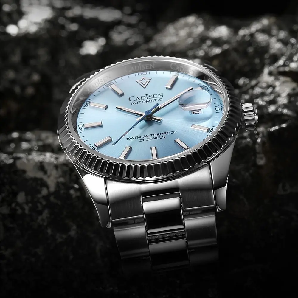 2023 New Cadisen Dj40 Ice Blue Men'S Mechanical Watches Luxury Automatic Watch For Men Ar Sapphire Glass Waterproof Wristwatch