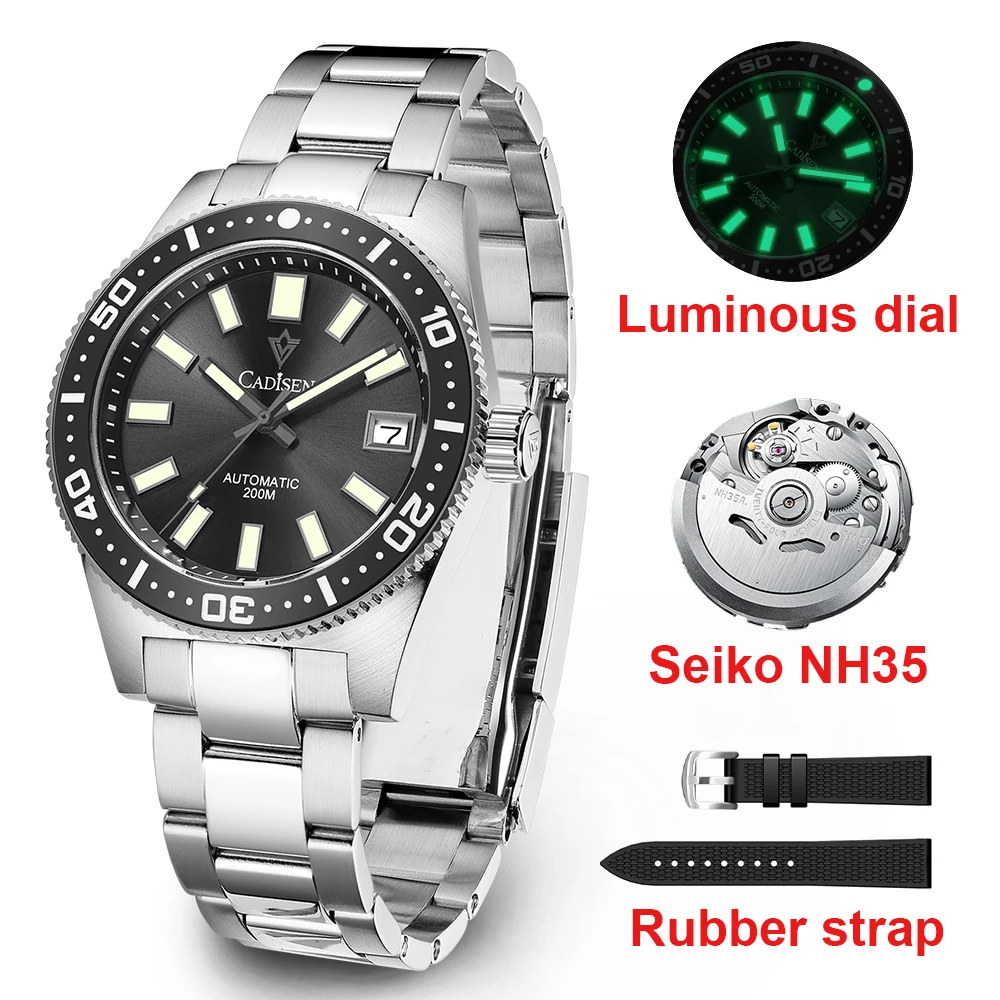2022 Cadisen Nuovi Orologi Meccanici Automatici Da Uomo Nh35 Watch 38Mm Sapphire Stainless Steel 200M Orologio Impermeabile Reloj Hombre