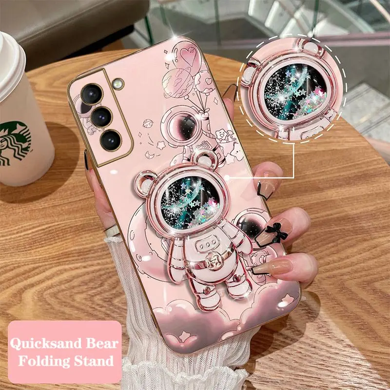 Custodia Per Telefono Con Placcatura Astronauta Quicksand Per Samsung Galaxy S22 S22 Plus S22 Ultra S23 S23 Plus S20Fe S20 Plus S10 S9 Cover