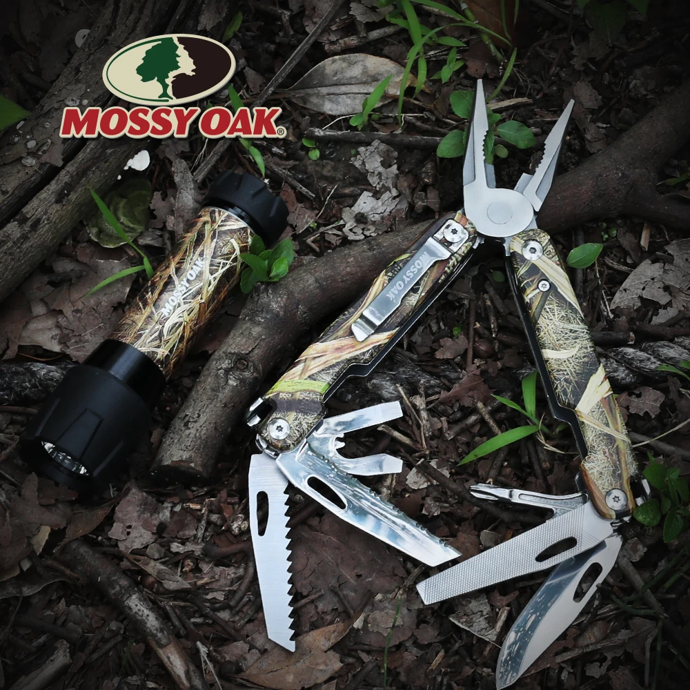 Mossy Oak 11 In1 Outdoor Multi Folding Pinze Torcia Set Pocket Cable Wire Cutter Camping Survival Multitool Pinza