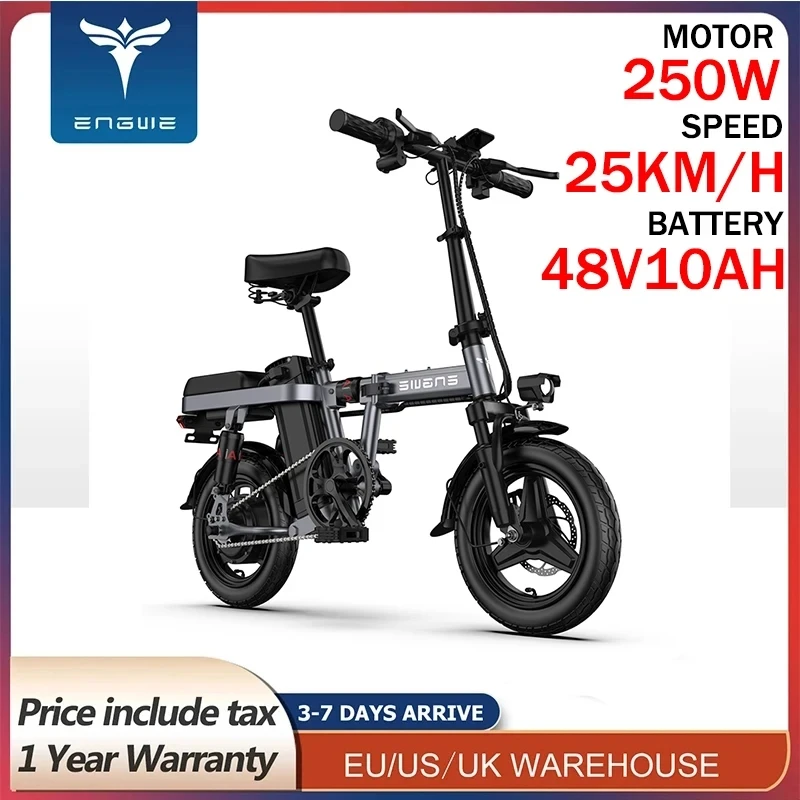 Engwe T14 250W Mini Ebike Fold Bici Elettrica 14 Pollici Bicicletta Elettrica 48 V10A City Ebike Scooter