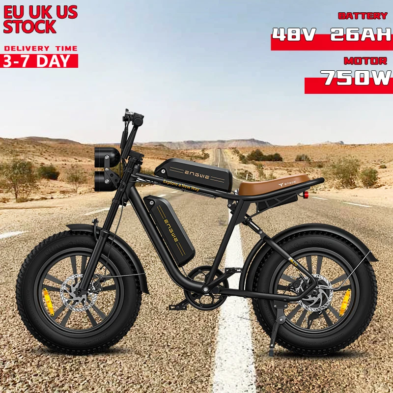 Eu Uk Us Stock Engwe M20 Ebike 48V 26Ah 750W Potente Motore 20*4.0 ''Grasso Pneumatico Bici Elettrica Mountain Snow Beach Bicicletta Elettrica