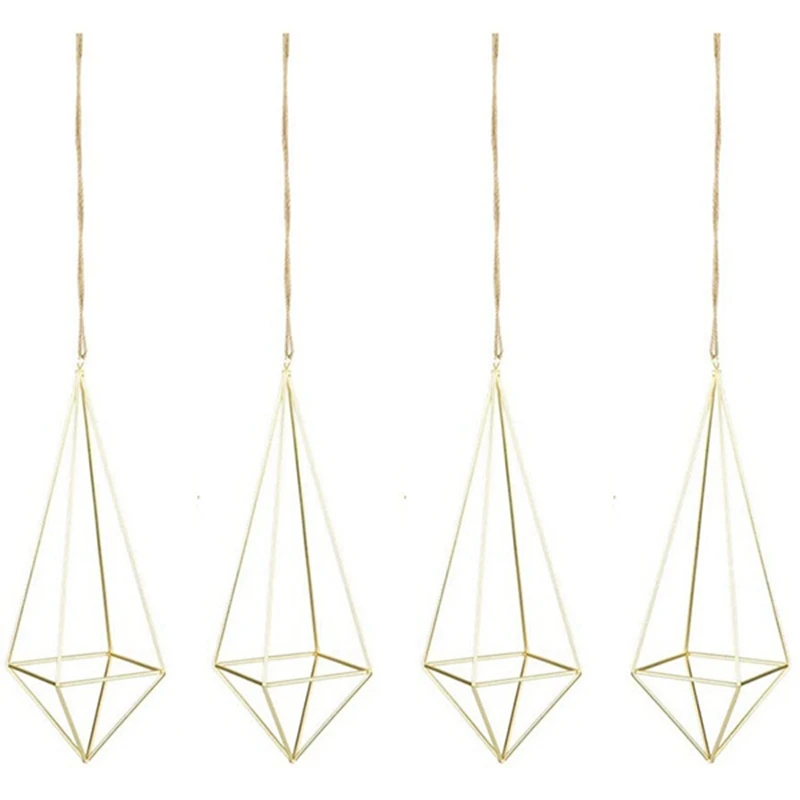 Luda 4 Packs Air Plant Hanging Holder Himmeli Decor Fioriera Geometrica Hanging Airplants Rack Tillandsia Hanger Stand