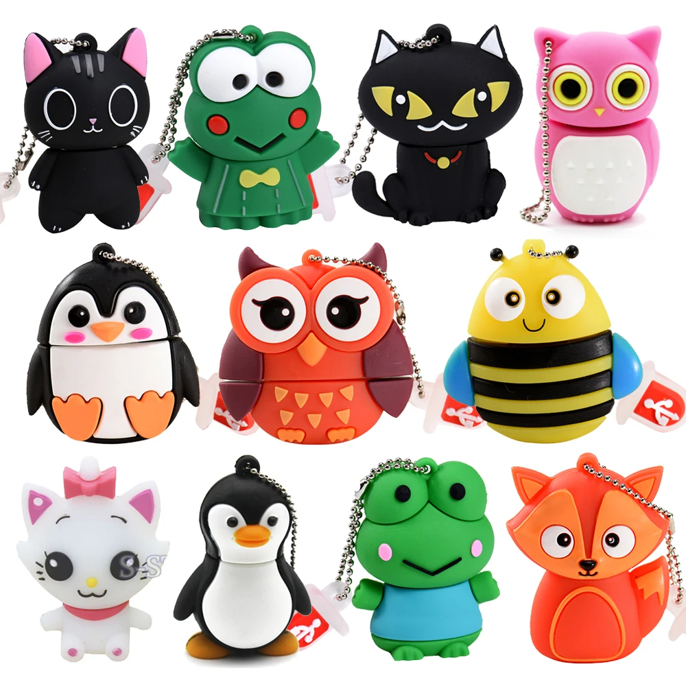 Jaster Cute Pen Cartoon Student Fox Gifts Drives Usb 2.0 Pink 32Gb U Disk Black Cat 16Gb 8Gb 64Gb High Memory Stick Speed Girl