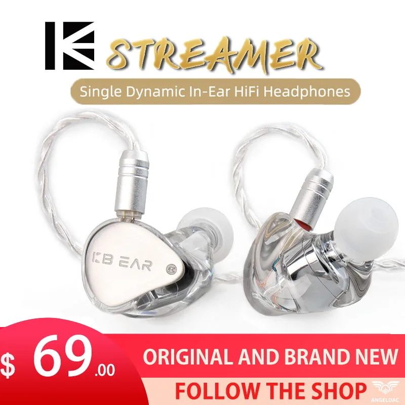 Kbear Streamer 2Pin Auricolari 3.5Mm Pek Diaframma Dd Ricevitore Musicale Sportivo Cuffie Hifi Cuffie Argento Cavo Sostituibile Iem