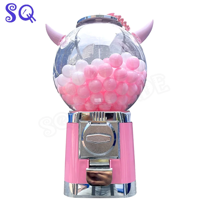 Arcade Gumball Capsule Rosa Decorato Piccolo Rotondo Ottieni 150 Gashapon Toy Candy Dispenser Automatico Schuifdeur Gashapon Machine