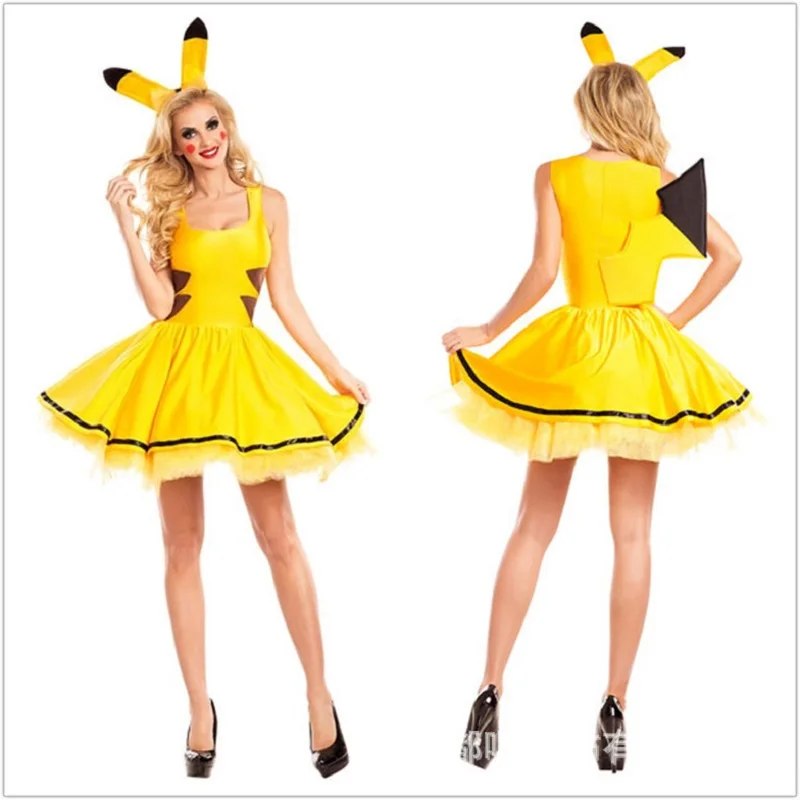 Pokemon Pikachu Costumes Dress Women Cosplay Sexy Halloween Adult Performance Costume Fancy Bar Clubwear Party Cute Girl Wear