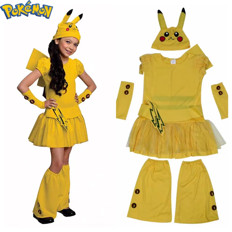 Set Da 4 Pezzi Anime Pokemon Movie Cosplay Costume Pikachu Costume Party Halloween Abbigliamento Anime Dress Up Regalo Di Compleanno