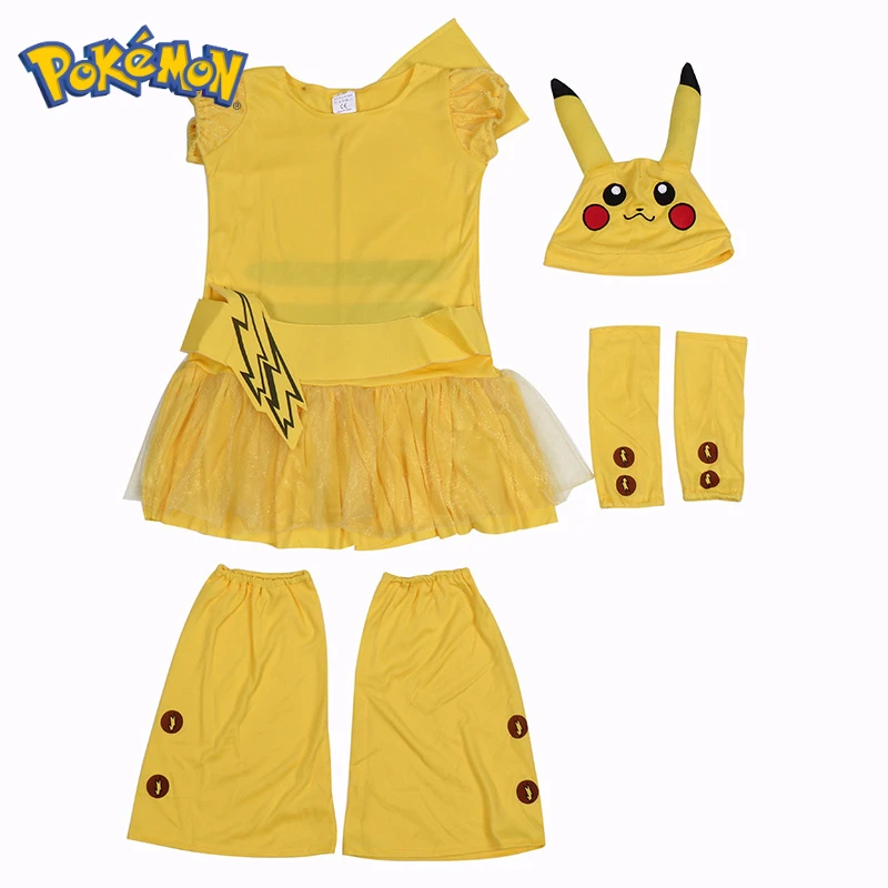 Pokemon Pikachu Costume Anime Movie Kids Girl Cosplay Costume Party Halloween Muscle Kawaii Abbigliamento Bambini Dress Up Gift