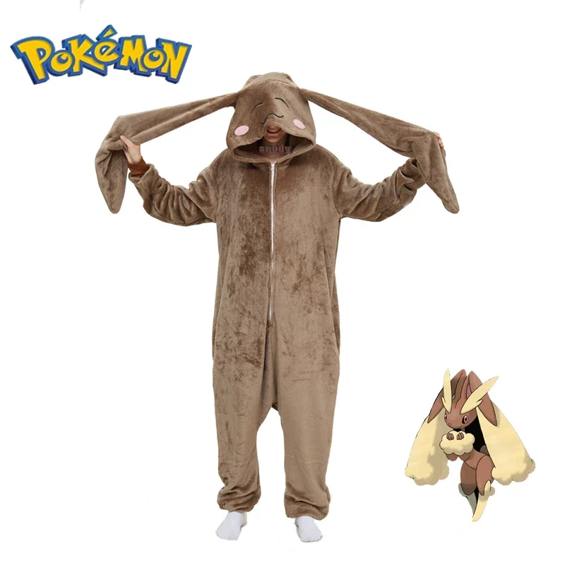 Pokemon Cosplay Costume Lopunny Cartoon Onesies Full Body Pigiama Animal One Piece Christmas Homewear Halloween Winter Kigurumi