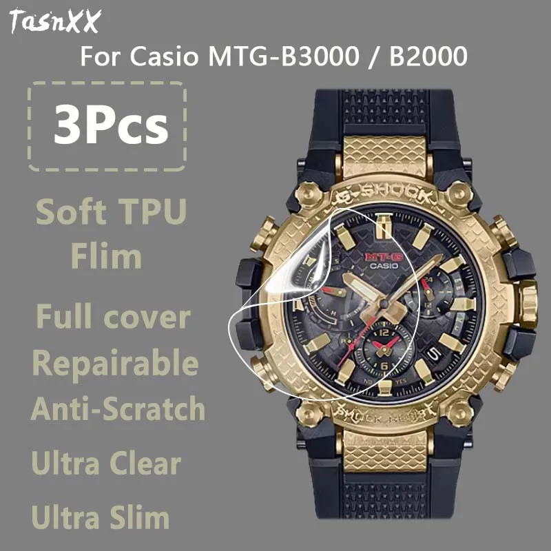 3 Pz Per Casio Mtg-B3000 Mtg-B2000 Mtg-B1000 Ultra Clear Slim Soft Hydrogel Pellicola Riparabile Pellicola Proteggi Schermo-Non Vetro Temperato