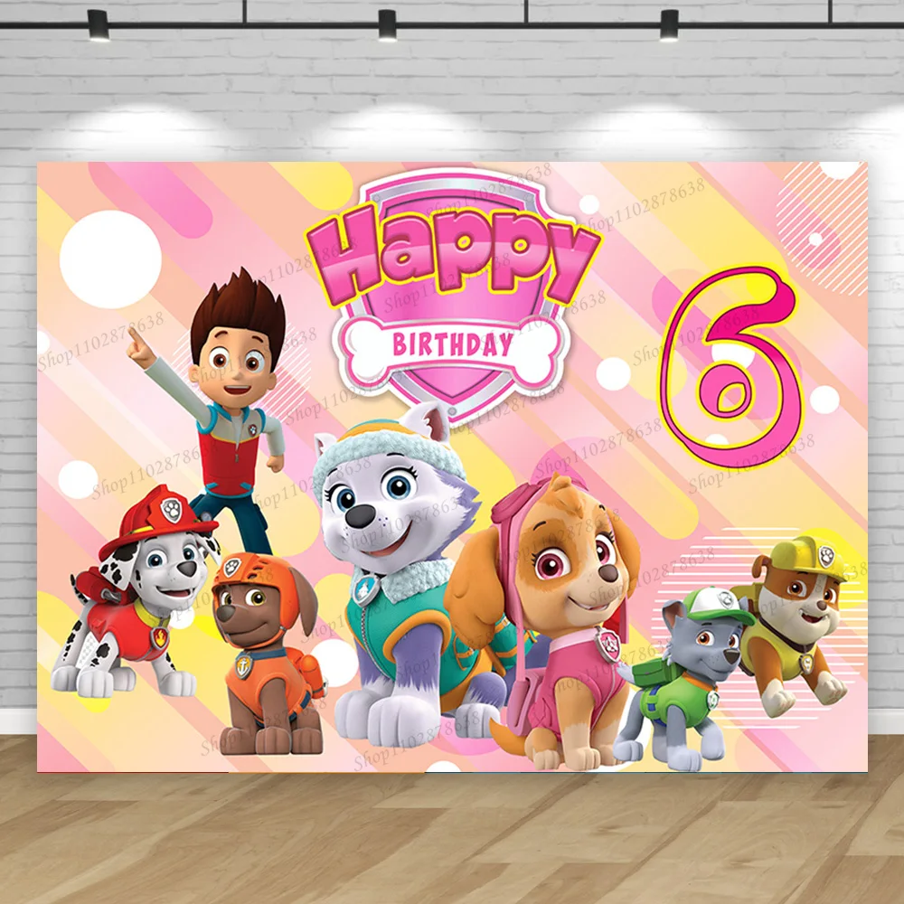 Personalizzato Age Skye E Everest Sfondo Paw Patrol Girl 1St 2Nd 3Rd Birthday Photography Background Baby Shower Photo Banner