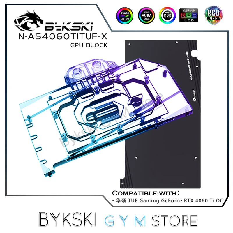 Bykski 4060 Ti Gpu Block Asus Geforce Rtx 4060 Ti Oc Liquid Water Cooler 12V/5V Rgb Sync + Backplate N-As4060Tituf-X