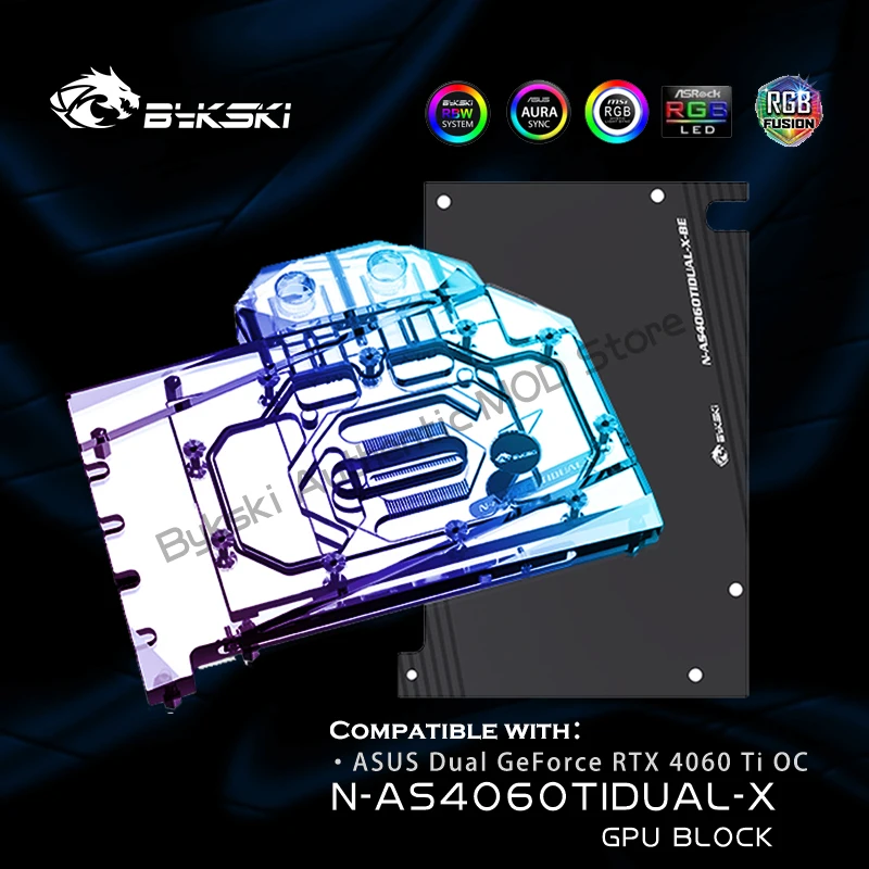 Bykski N-As4060Tidual-X,4060 Blocco Di Raffreddamento Gpu Per Asus Dual Geforce Rtx 4060 Ti Oc Vga Card/Radiatore Di Raffreddamento In Rame 5V/12V