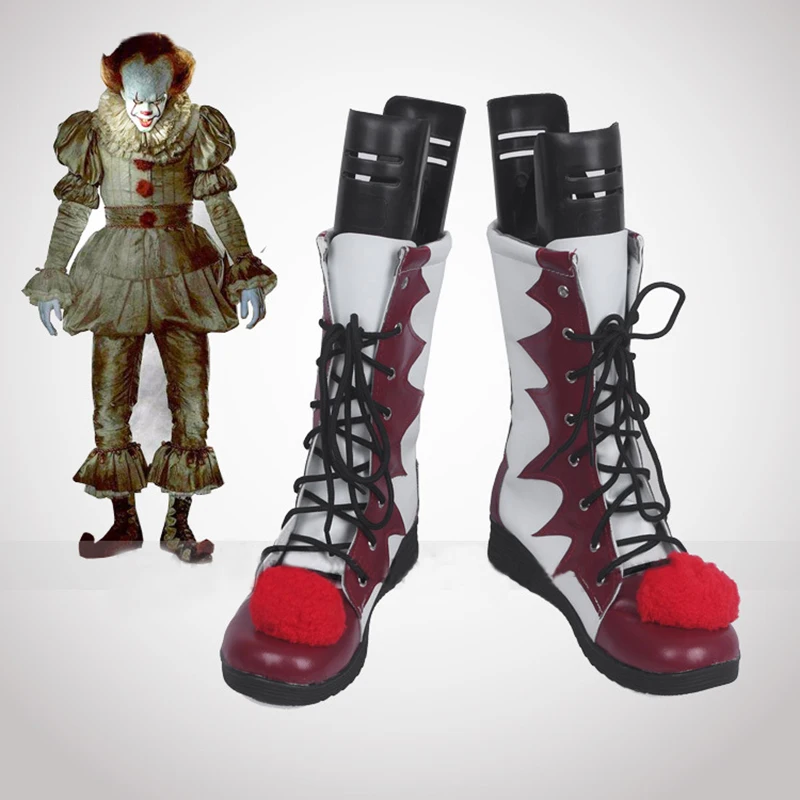 Stephen King It Pennywise Shoes Mask Cosplay Scary Clown Boots Uomo Custom Halloween Christmas Costumes Accessori Scarpe Cosplay