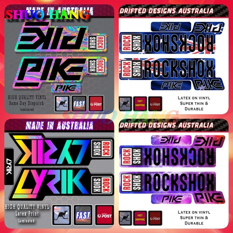 Rockshox Lyrik Style Fork Decal Rd051 Water Rainbow Stickers Laminato Rock Shox Laminato Pike Style Aus Flag Fork Sticker