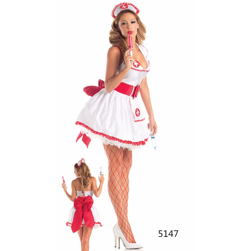 Costume Da Infermiera Sexy Da Donna Uniforme Da Infermiera Bianca Da Dottore Flirtare Vestito Halloween Fantasias Giochi Di Ruolo Da Donna