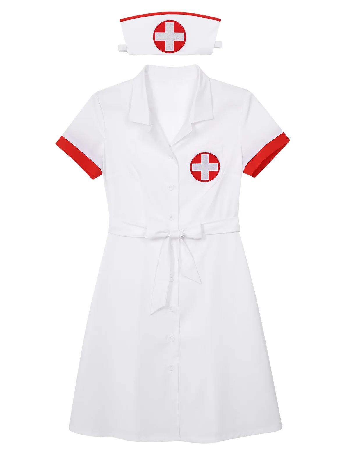 3Pcs Donne Adulti Infermiera Medica Medico Uniforme Costume Cosplay Tentazione Gioco Sexy Vestito Da Gioco Con Cintura E Cappello