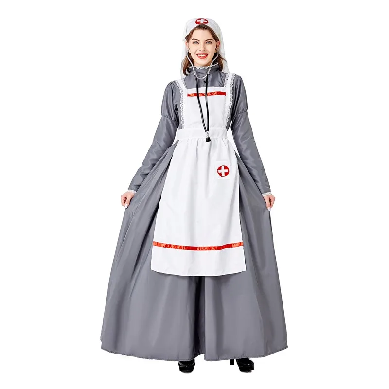 Halloween Retro Mediawal The Renaissance Nurse Doctor Role Play Costume Carnival Party Women French Maid Erotic Fancy Dress
