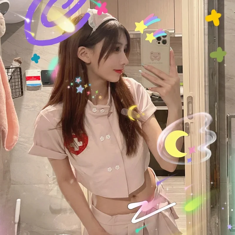 Cosplay Sexy Puro Sesso Infermiera Costume Cosplay Rosa Femminile Medico Infermiera Uniforme Costume Halloween