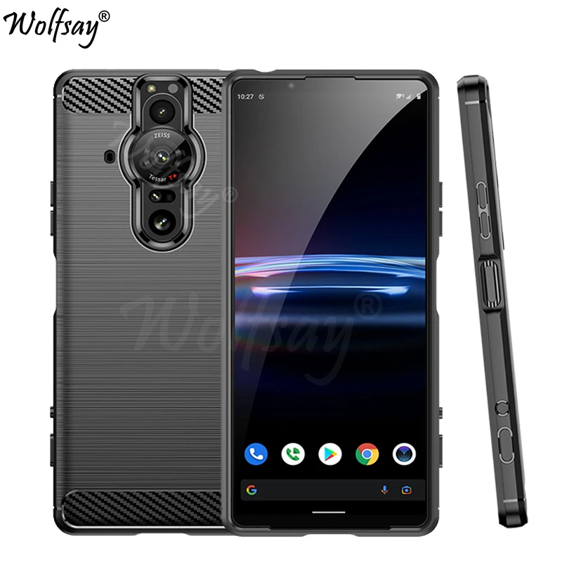 Per Sony Xperia Pro I Custodia Cover In Fibra Di Carbonio Silicone Per Sony Xperia Pro I Custodia Xq-Be42 Per Sony Xperia Pro I Custodia