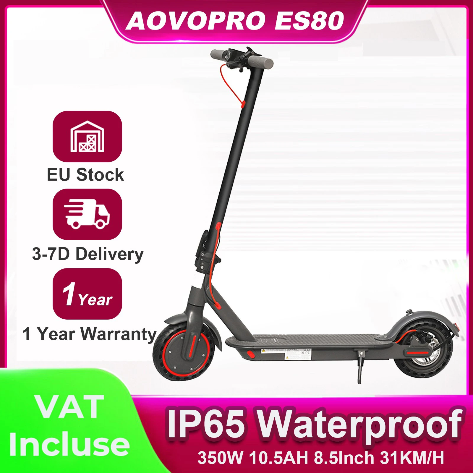 Scooter Elettrico Da 8.5 Pollici 350W 7.8-10.5Ah Adulti E-Scooter 31 Km/H Scooter Elettrico Pieghevole Con App
