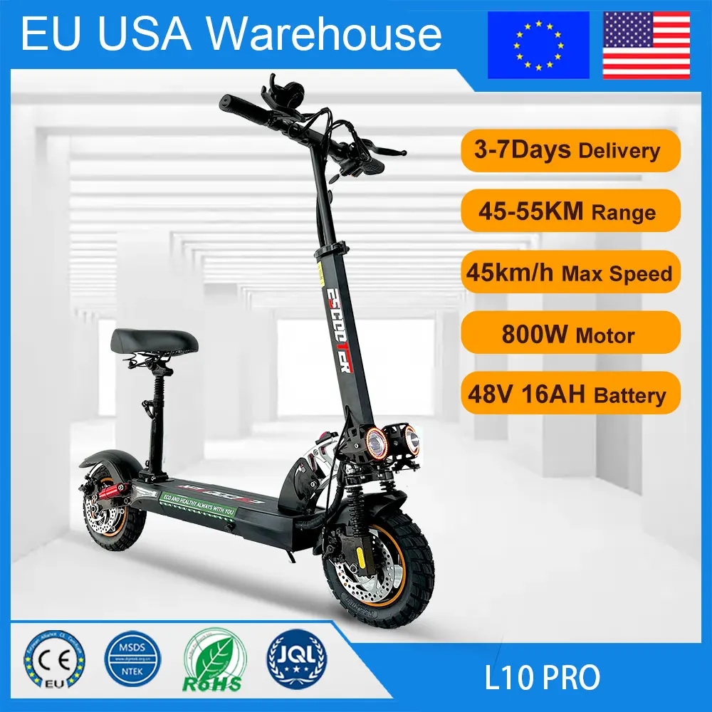 7 Giorni Di Consegna 800W Potente Monopattino Elettrico Antiscivolo Pneumatico Fuoristrada 45 Km/H E Scooter 45Km 55Km Gamma