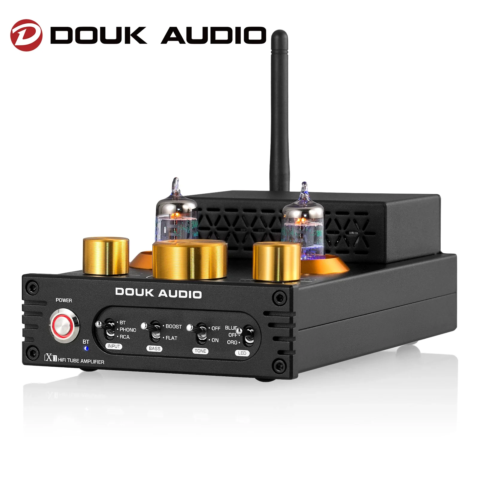 Douk Audio Hifi Amplificatore Valvolare A Vuoto Bluetooth 5.0 Ricevitore Valvola Mm Phono Giradischi Amp Home Desktop Stereo Audio Amp 160Wx2