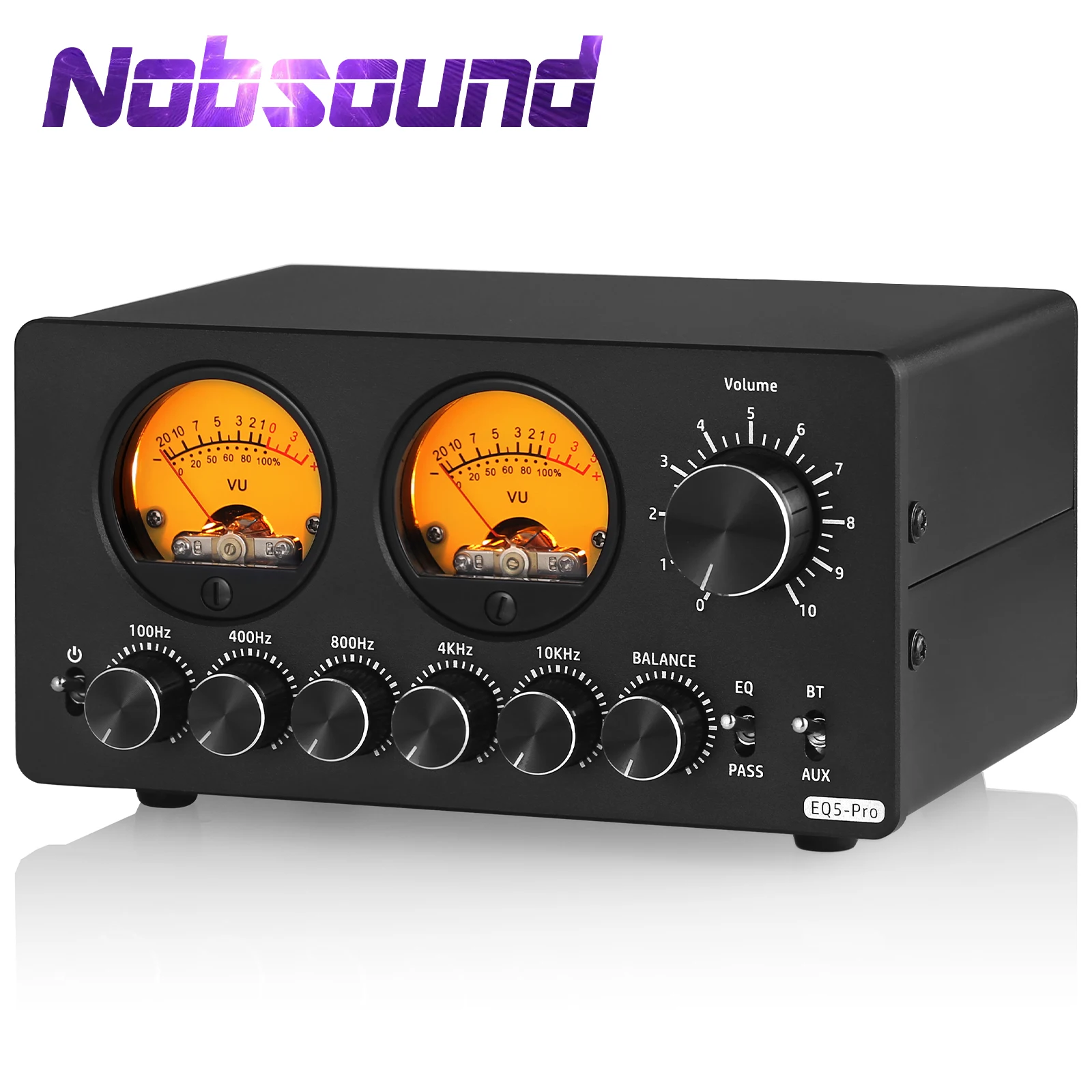 Nobsound Eq5 Pro Mini 5-Band Eq Preamp Stereo Bluetooth Equalizzatore Home Desk Processore Audio Con Vu Meter