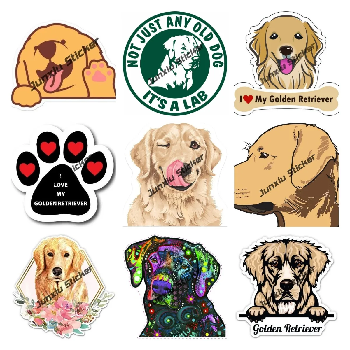 Simpatico Cartone Animato Golden Retriever Decalcomania In Vinile I Love My Golden Retriever Bone Sticker Per Auto Laptop Windows Truck Accessori Per 