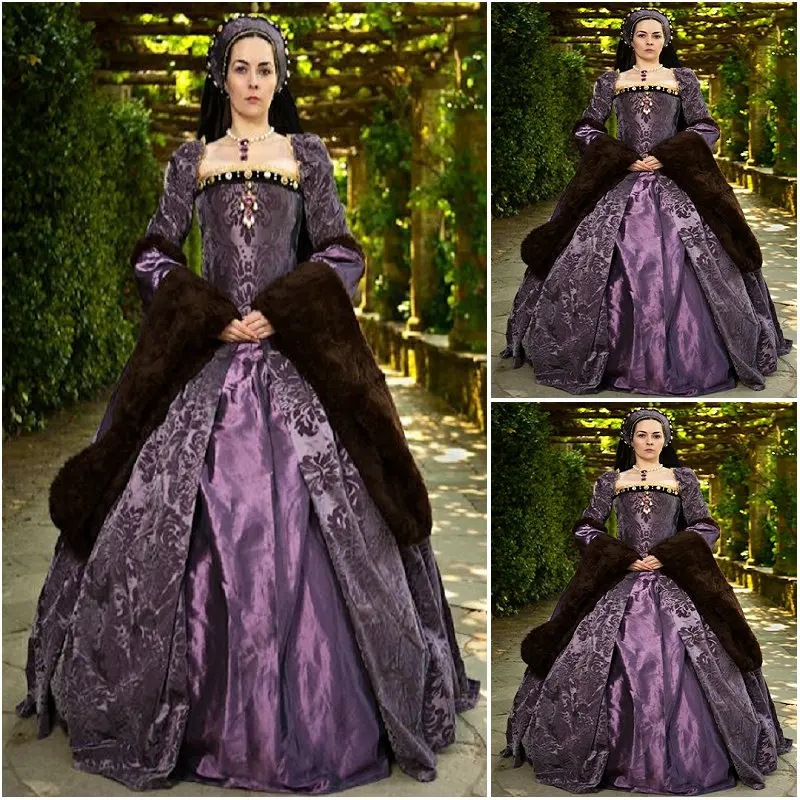 Tudor Costume Anne Boleyn Purple Royal Dress Victorian Queen Elizabeth Gothic Ball Gown Vittoriano Versailles Dancing Gown