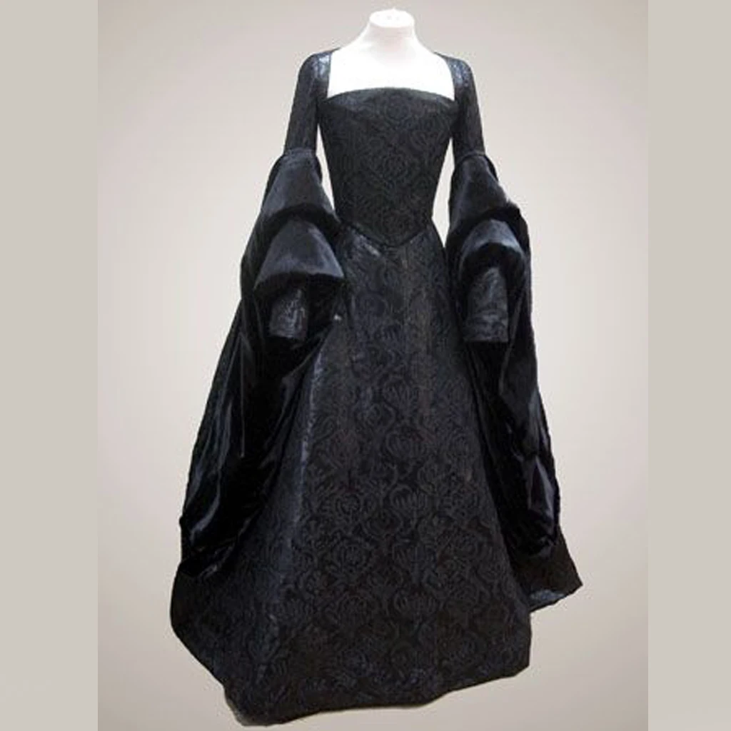 Tudor Elisabettiano Anne Boleyn Costume Cosplay Abito Da Ballo Donna Queen Anne Boleyn Costume Abito Nero King Henry Outfits Custom