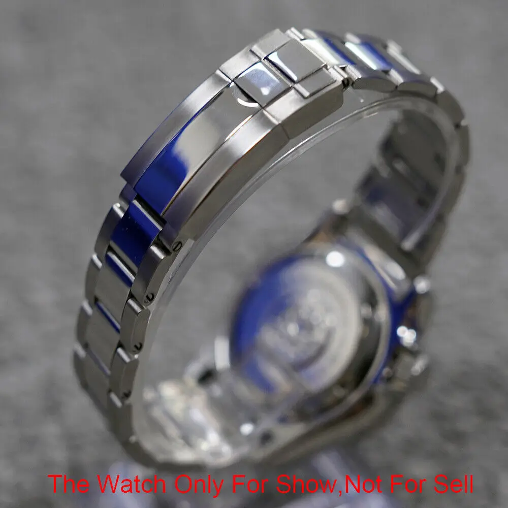 20Mm Argento Medio Polacco Acciaio Solido Oyster Bracciale Cinturino Per Seiko Tudor